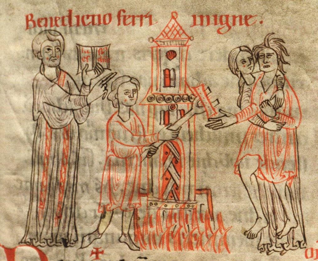 Tüzesvas-próba, ábrázolás a 12. század végéből